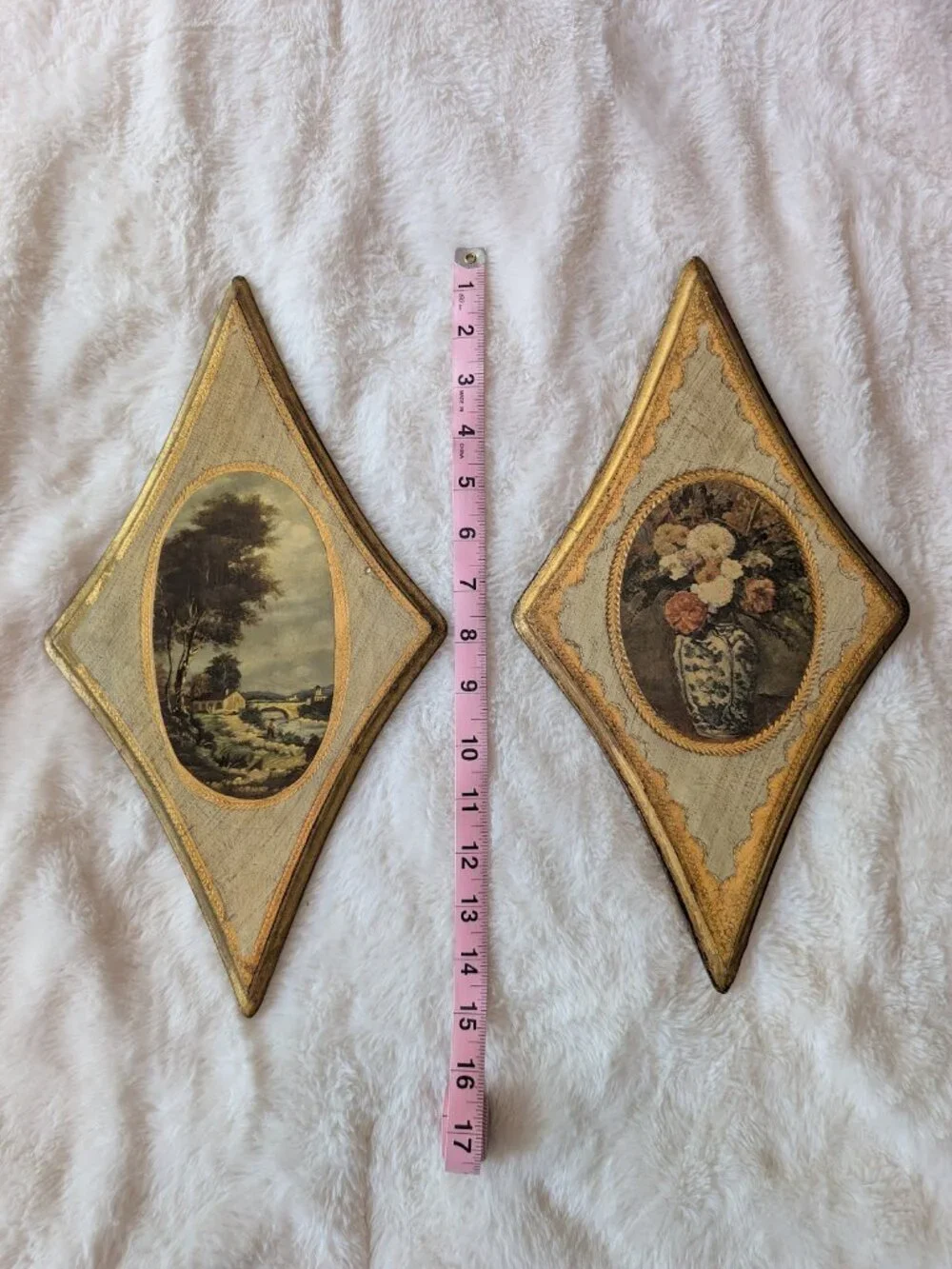 Vintage Italian Florentine Wooden Plaques (set of 2)